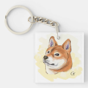 Cute Shiba Inu Dog Portret Sleutelhanger