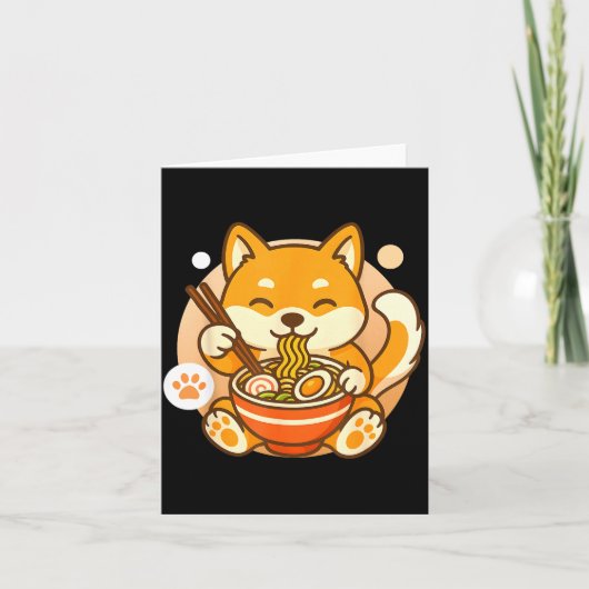 Cute Shiba Inu Dog Ramen Noodles Bowl Anime Kawaii Kaart (Voorkant)