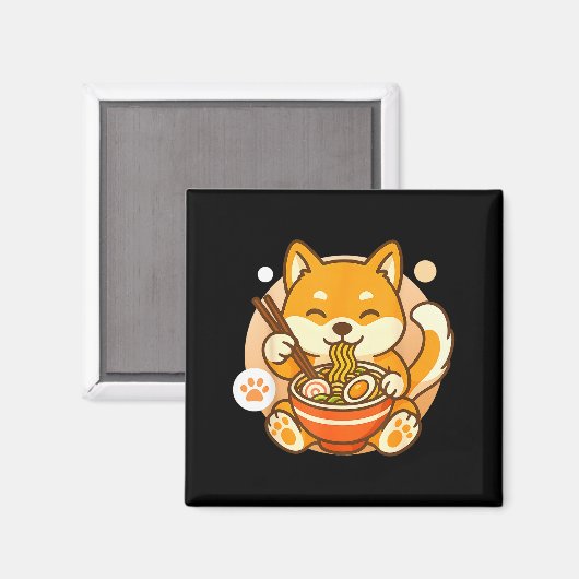 Cute Shiba Inu Dog Ramen Noodles Bowl Anime Kawaii Magneet (Voorkant / Achterkant)