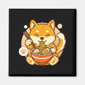 Cute Shiba Inu Dog Ramen Noodles Bowl Anime Kawaii Magneet (Voorkant)