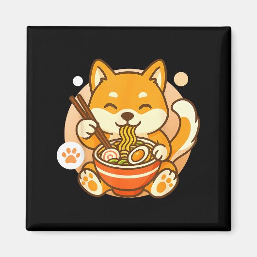 Cute Shiba Inu Dog Ramen Noodles Bowl Anime Kawaii Magneet (Voorkant)