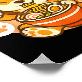 Cute Shiba Inu Dog Ramen Noodles Bowl Anime Kawaii Poster (Hoek)