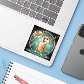 Cute Shiba Inu Dog Sticker (Laptop met iPhone)