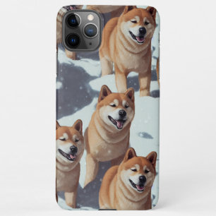 Cute Shiba Inu Enchanted Winter Snow Garden Drawin iPhone 11Pro Max Hoesje