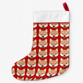 Cute Shiba Inu Faces Pattern Fun Hondenliefhebber Kleine Kerstsok (Achterkant)