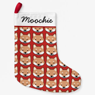Cute Shiba Inu Faces Pattern Fun Hondenliefhebber Kleine Kerstsok
