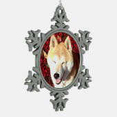Cute Shiba Inu-Geiso Tin Sneeuwvlok Ornament (Links)