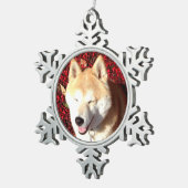 Cute Shiba Inu-Geiso Tin Sneeuwvlok Ornament (Rechts)