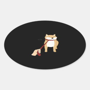 Cute shiba inu Grappig ontwerp van de nope hond Ovale Sticker