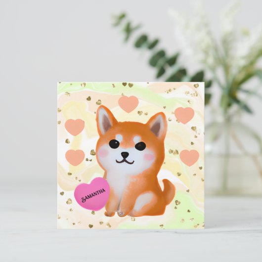 Cute Shiba Inu Hearts | Voor Hondenliefhebber (Staand voorkant)