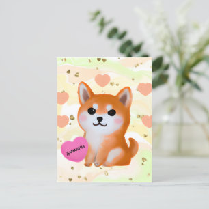 Cute Shiba Inu Hearts   Voor Hondenliefhebber Briefkaart