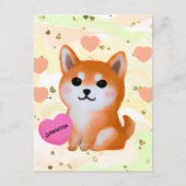Cute Shiba Inu Hearts | Voor Hondenliefhebber Briefkaart (Voorkant)