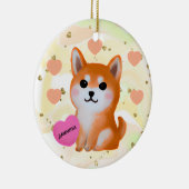 Cute Shiba Inu Hearts | Voor Hondenliefhebber Keramisch Ornament (Rechts)