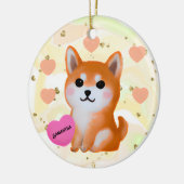 Cute Shiba Inu Hearts | Voor Hondenliefhebber Keramisch Ornament (Links)