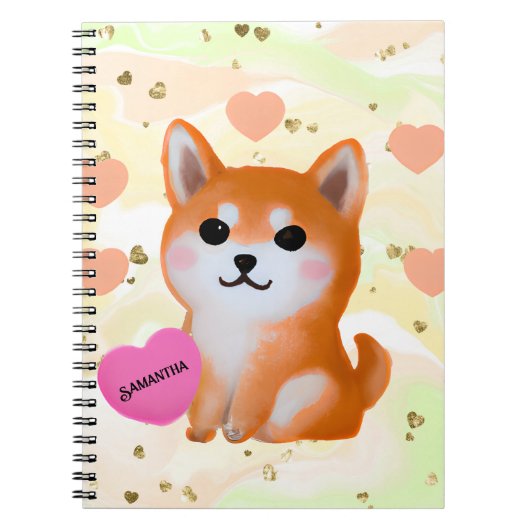 Cute Shiba Inu Hearts | Voor Hondenliefhebber Notitieboek (Voorkant)