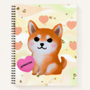Cute Shiba Inu Hearts   Voor Hondenliefhebber Notitieboek