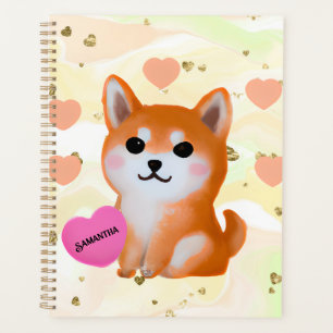 Cute Shiba Inu Hearts   Voor Hondenliefhebber Planner