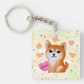 Cute Shiba Inu Hearts | Voor Hondenliefhebber Sleutelhanger (Voorkant)