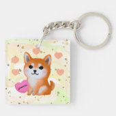 Cute Shiba Inu Hearts | Voor Hondenliefhebber Sleutelhanger (Achterkant)