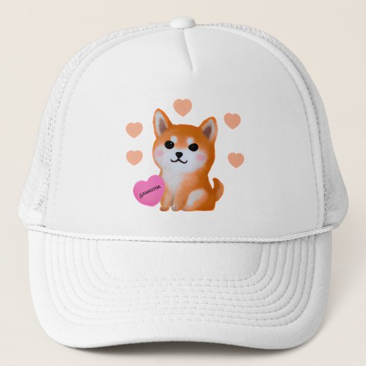 Cute Shiba Inu Hearts | Voor Hondenliefhebber Trucker Pet (Voorkant)