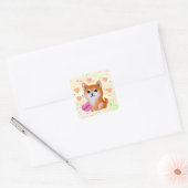 Cute Shiba Inu Hearts | Voor Hondenliefhebber Vierkante Sticker (Envelop)