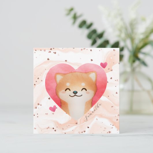 Cute Shiba Inu in een hart (Staand voorkant)