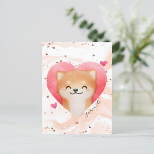 Cute Shiba Inu in een hart Briefkaart
