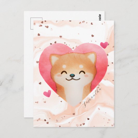 Cute Shiba Inu in een hart Briefkaart (Voorkant / Achterkant)
