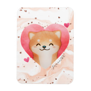 Cute Shiba Inu in een hart Magneet