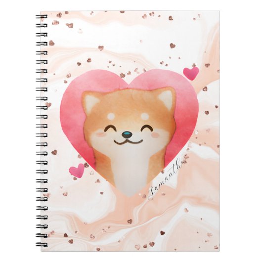 Cute Shiba Inu in een hart Notitieboek (Voorkant)