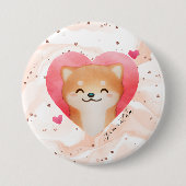 Cute Shiba Inu in een hart Ronde Button 7,6 Cm (Voorkant)