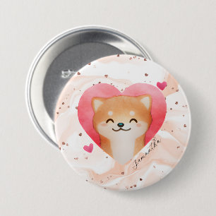 Cute Shiba Inu in een hart Ronde Button 7,6 Cm