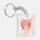 Cute Shiba Inu in een hart Sleutelhanger (Voorkant Links)