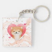 Cute Shiba Inu in een hart Sleutelhanger (Achterkant)