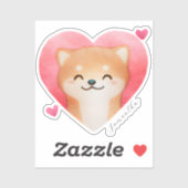 Cute Shiba Inu in een hart Sticker (Vel)