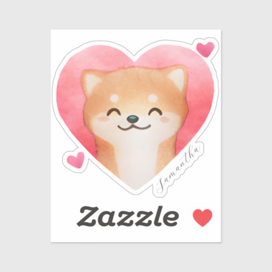 Cute Shiba Inu in een hart Sticker (Vel)