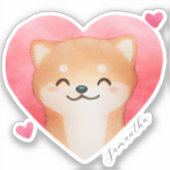Cute Shiba Inu in een hart Sticker (Voorkant)