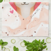 Cute Shiba Inu in een hart Theedoek (Gevouwen)