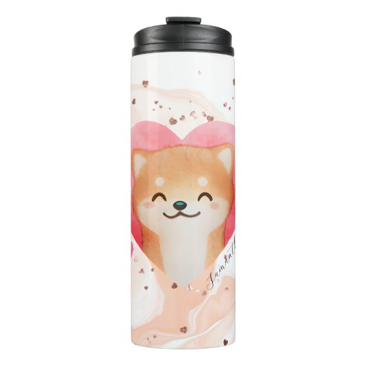 Cute Shiba Inu in een hart Thermosbeker (Voorkant)