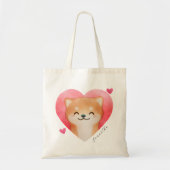Cute Shiba Inu in een hart Tote Bag (Voorkant)