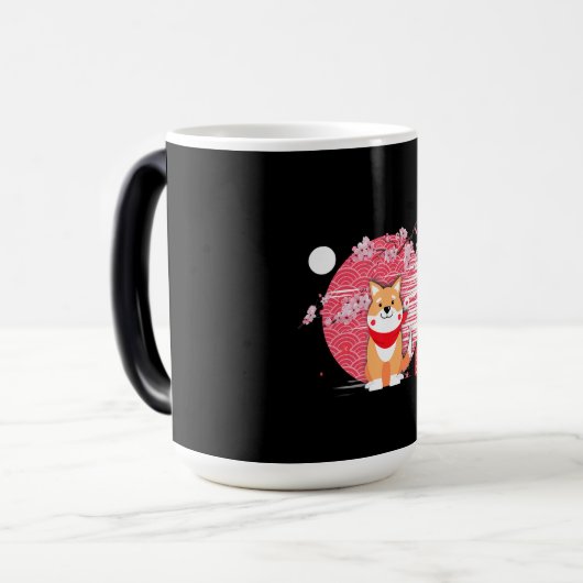 Cute Shiba Inu Kawaii Japanse Cherry Blossom Moon Magische Mok (Voorkant links)