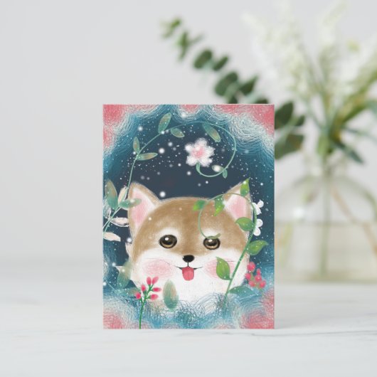 Cute Shiba Inu Pup Briefkaart (Staand voorkant)