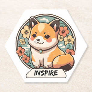 Cute Shiba Inu Pup Kartonnen Onderzetters