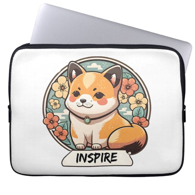 Cute Shiba Inu Pup Laptop Sleeve (Voorkant)