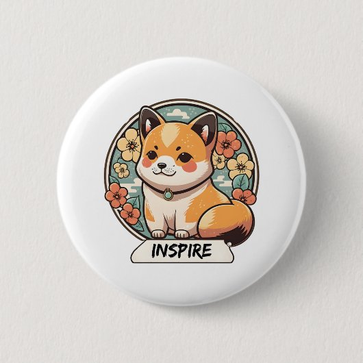Cute Shiba Inu Pup Ronde Button 5,7 Cm (Voorkant)