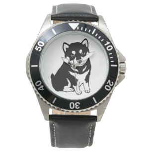 Cute Shiba Inu Puppy Art Horloge