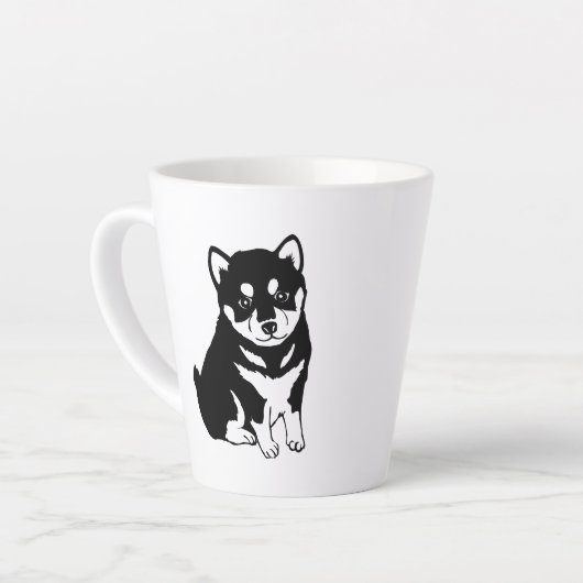 Cute Shiba Inu Puppy Art Latte Mok (Linkerhoek)
