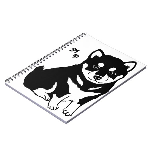 Cute Shiba Inu Puppy Art Monogram Notitieboek (Linkerzijde)