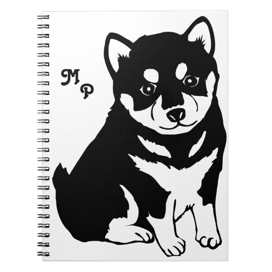 Cute Shiba Inu Puppy Art Monogram Notitieboek (Voorkant)