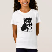 Cute Shiba Inu Puppy Dog Silhouette Girl's T-Shirt (Voorkant)